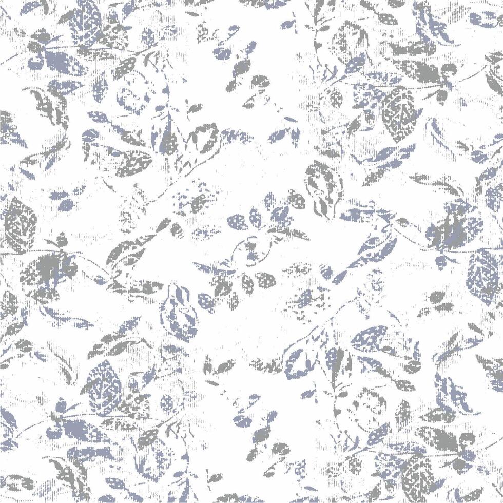 A blue and white floral pattern with leaves vector