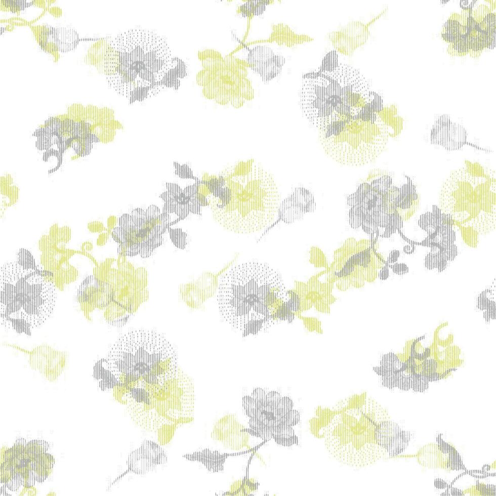 A floral pattern with yellow and gray flowers vector
