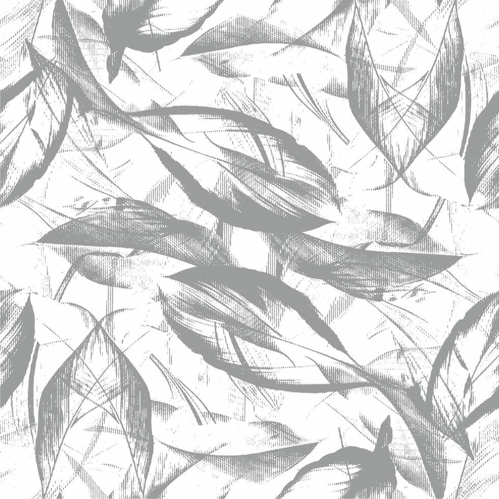 A gray and white pattern with leaves vector
