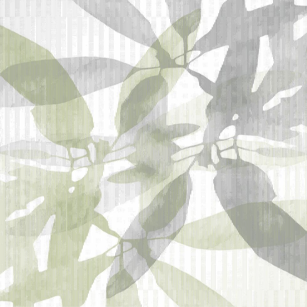 A green and white abstract pattern with leaves vector