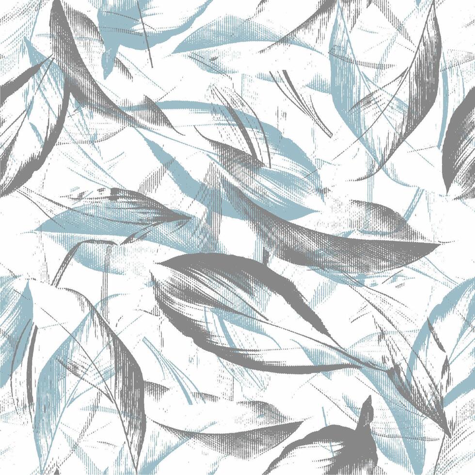 A blue and gray leaf pattern on a white background vector
