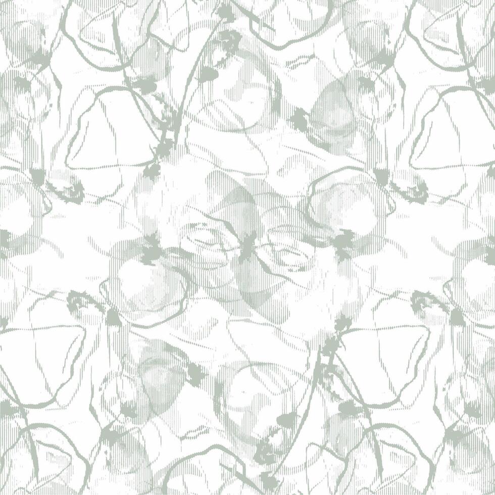 A pattern with flowers and leaves in green vector