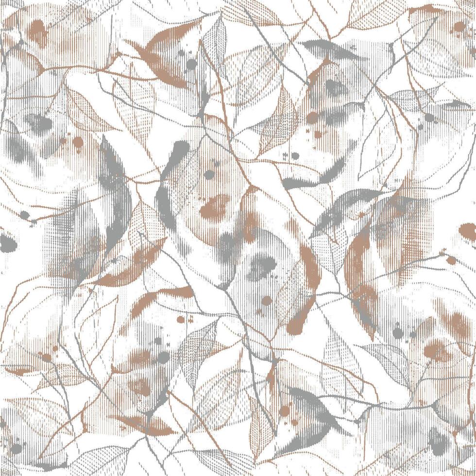 A pattern with leaves and flowers on a white background vector