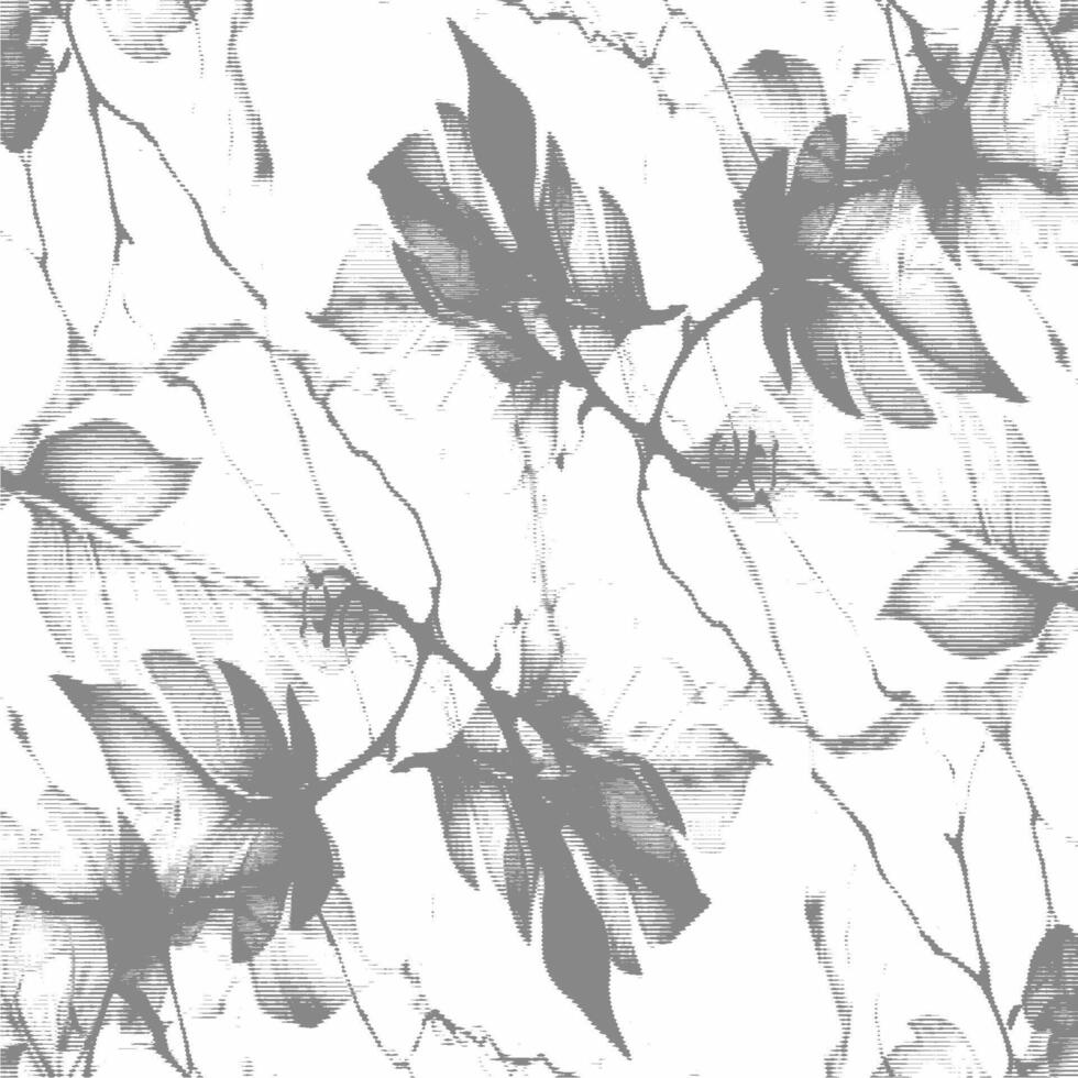 A black and white pattern with leaves vector