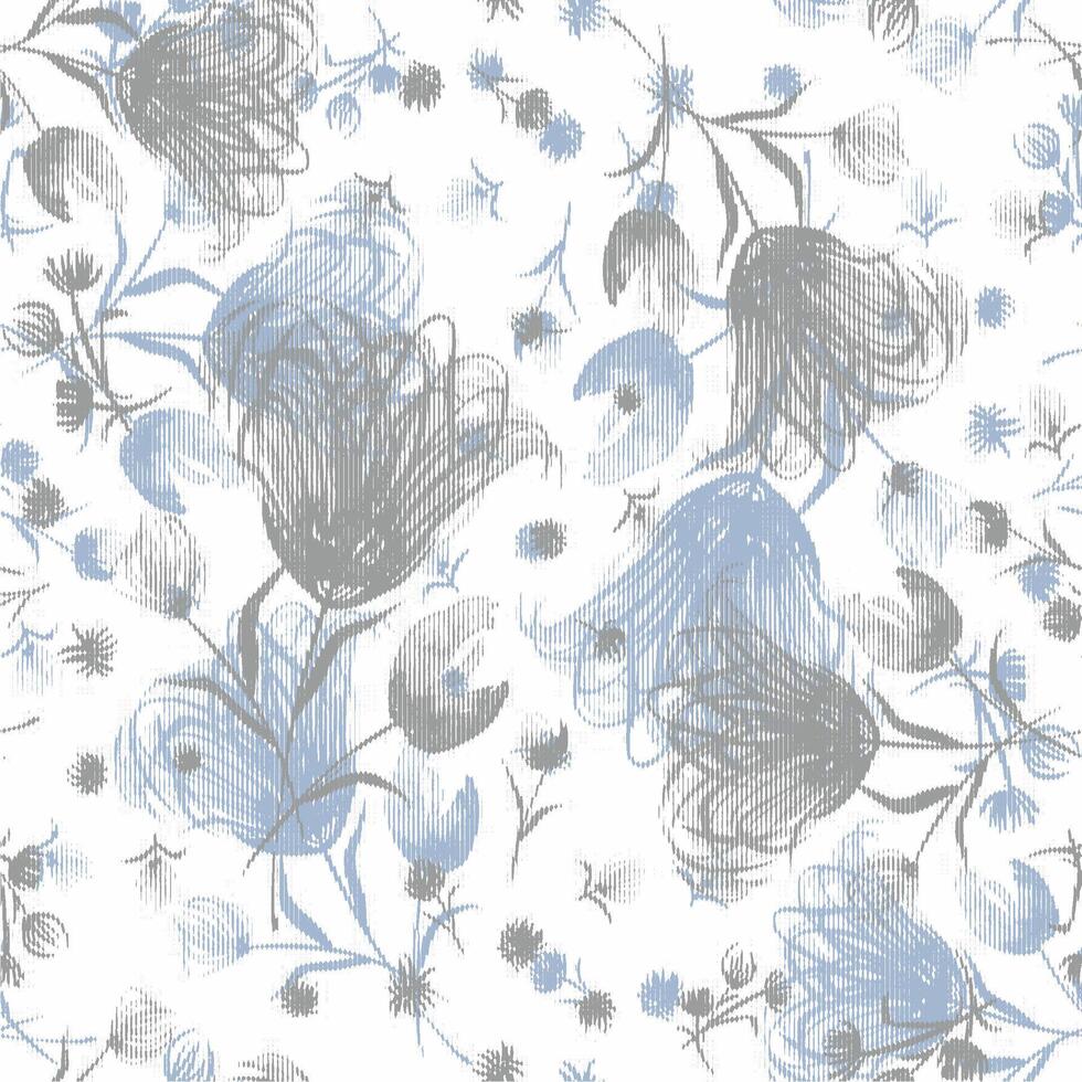 A blue and white floral pattern vector