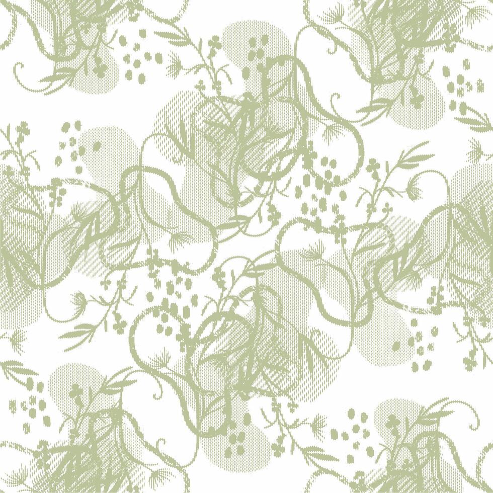 A green and white floral pattern vector