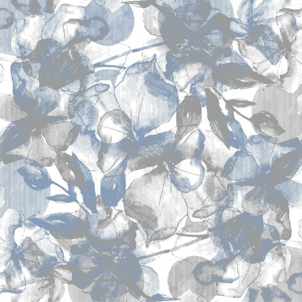 A blue and white floral pattern vector