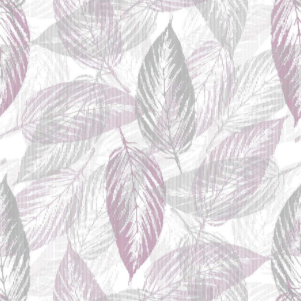 Seamless pattern with leaves in purple and white vector