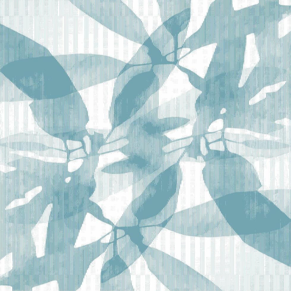 A blue and white abstract pattern with leaves vector