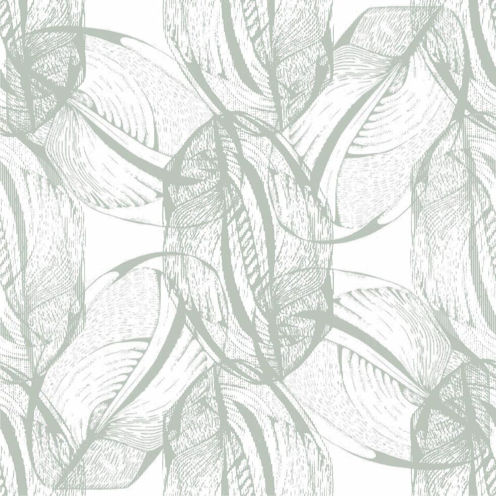 A green and white pattern with leaves vector