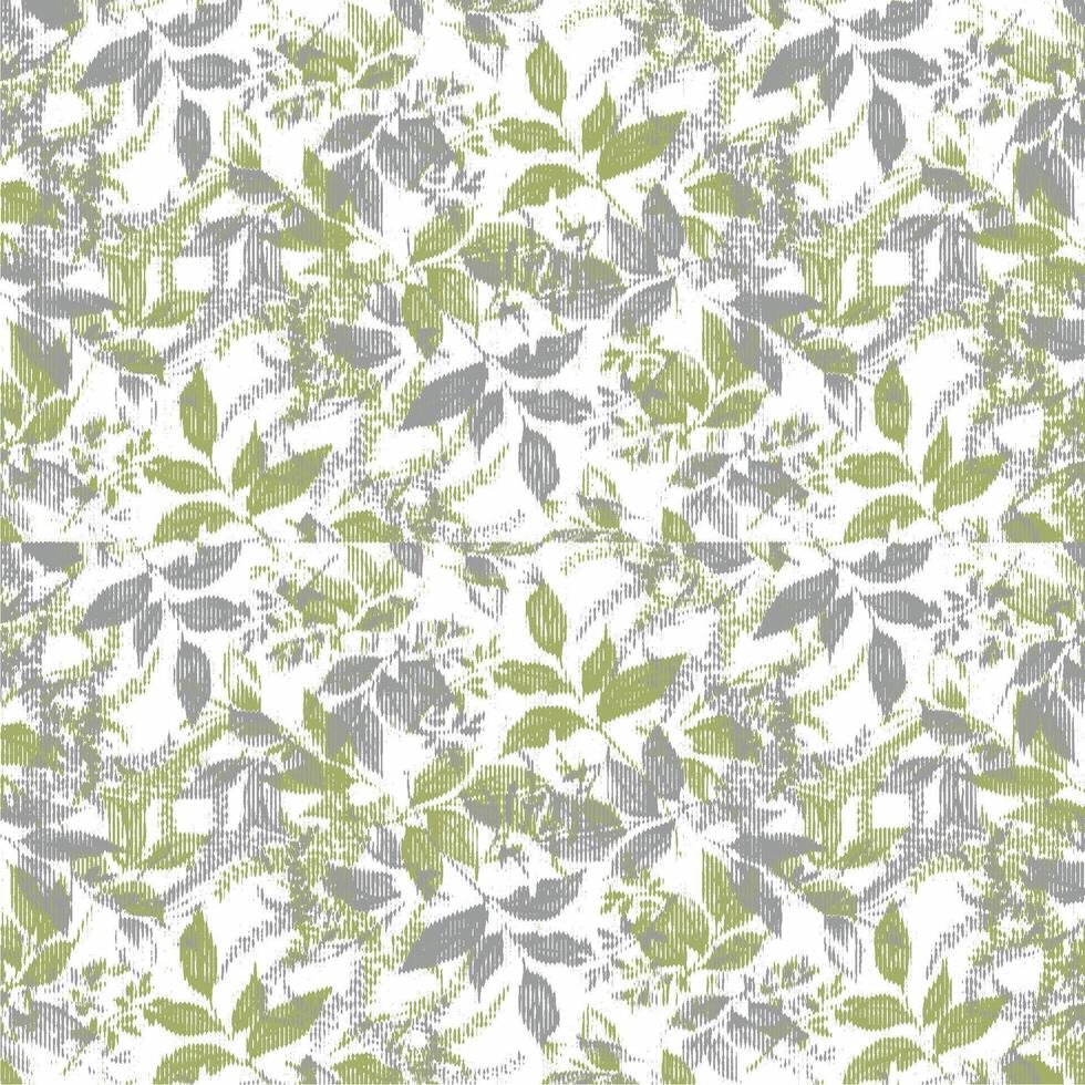 A green and gray floral pattern on a white background vector