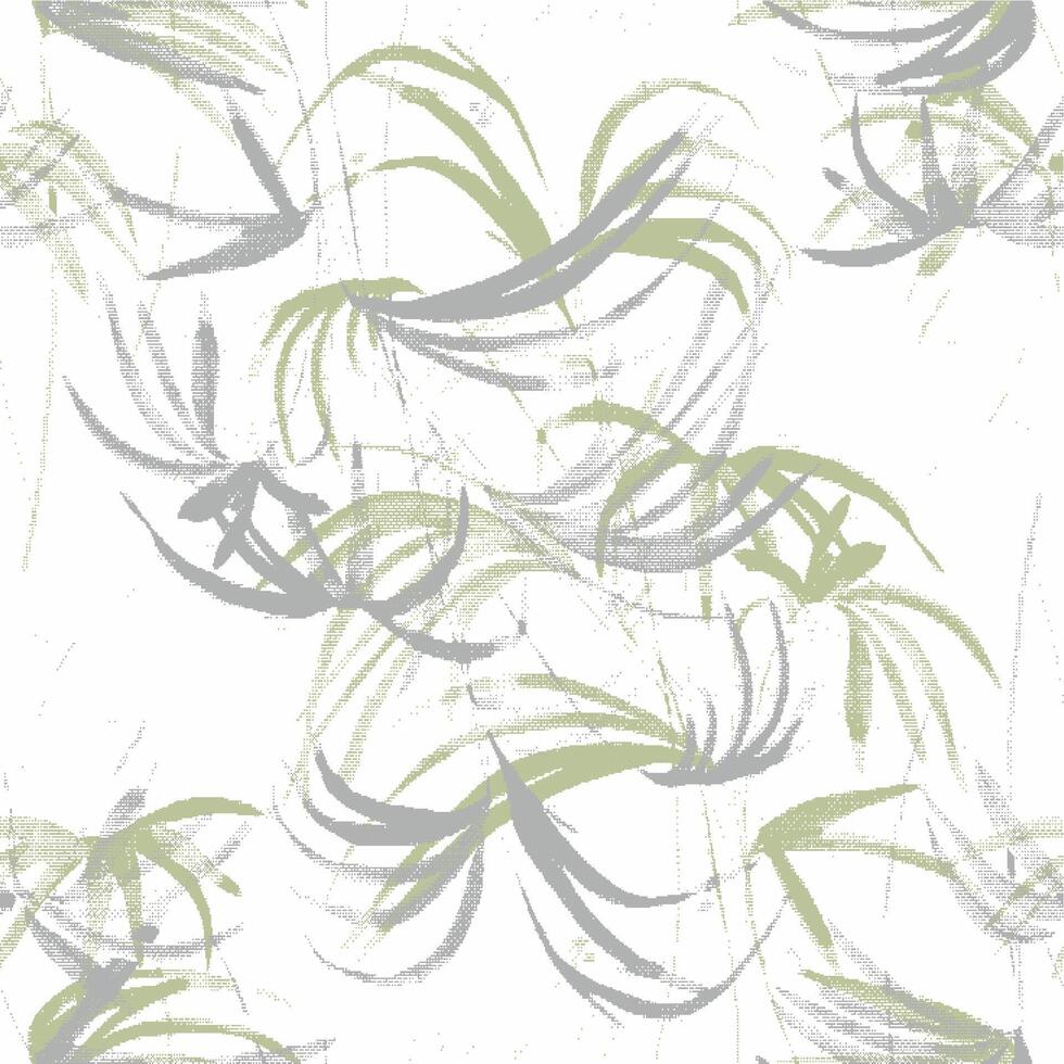 A green and white pattern with leaves vector