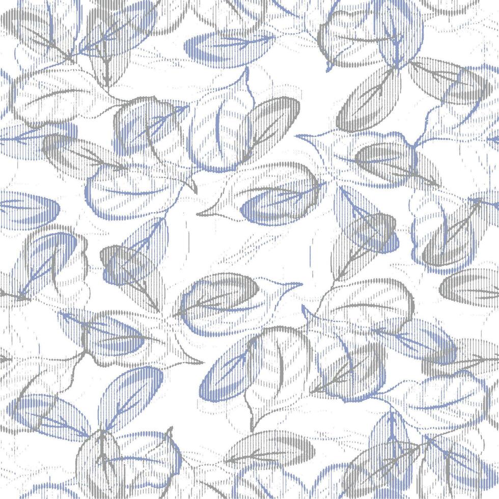 A blue and white pattern with leaves vector