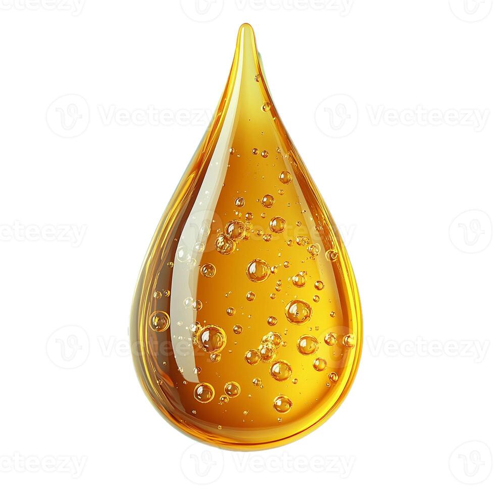 Drop of yellow oil swatch texture in petri dish macro with bubbles, cosmetics for face and body, science, laboratory isolated on white background. photo