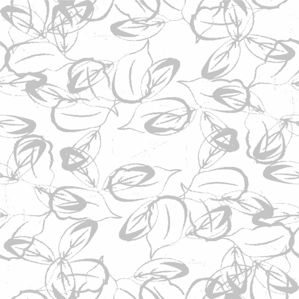 A white and gray floral pattern with leaves vector