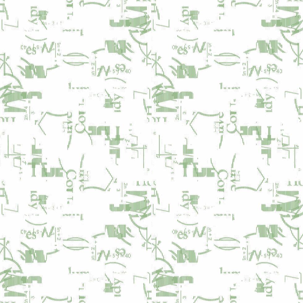 A green and white pattern with various symbols vector