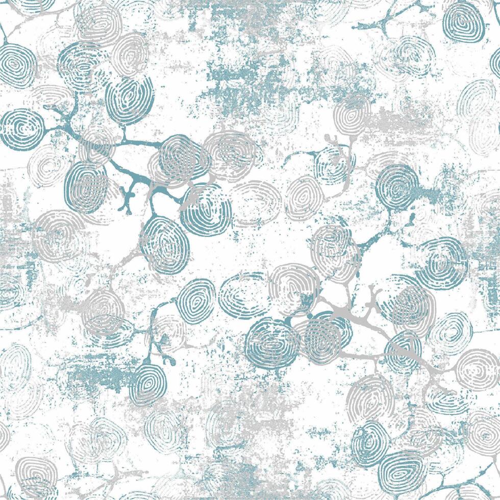 A blue and white pattern with leaves vector