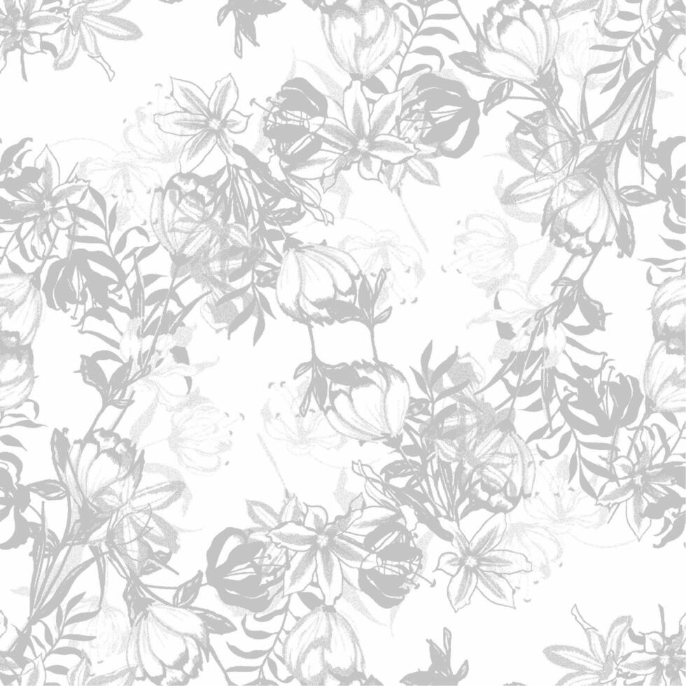 A floral pattern in gray and white vector
