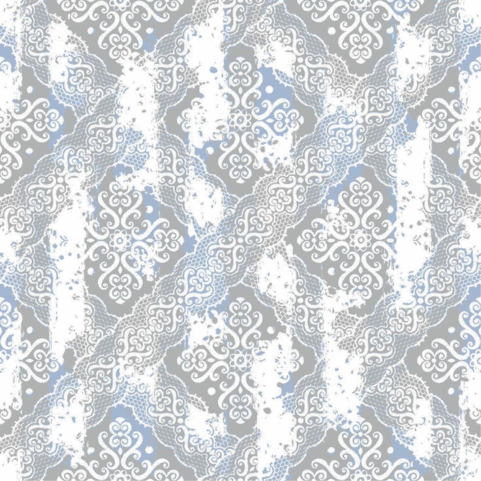 A blue and white pattern with ornate designs vector