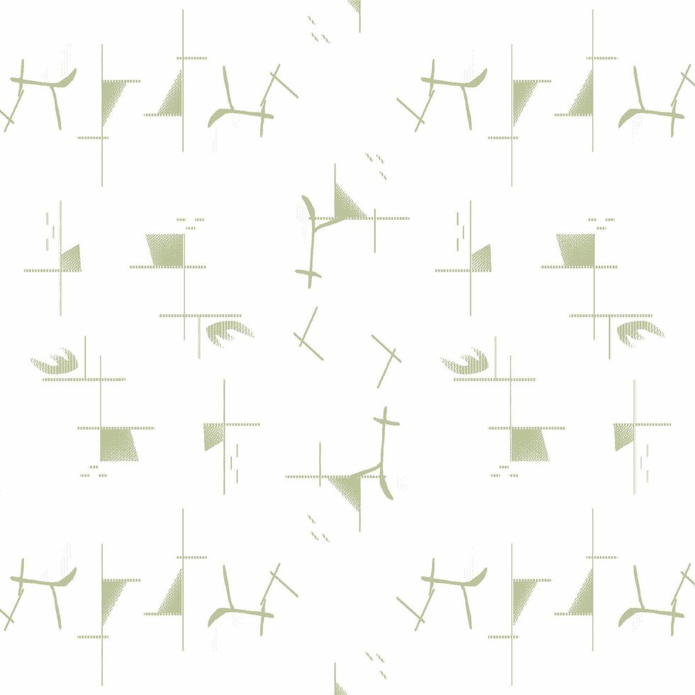 A white and green pattern with various shapes vector
