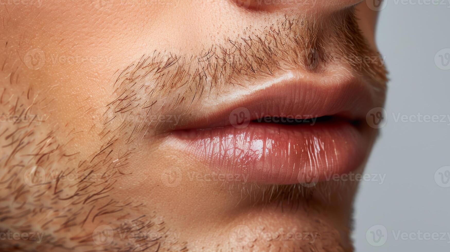 In a modern cosmetology setting, a male client receives specialized lip treatment that emphasizes hydration and care. The expert applies a beauty product while explaining the process clearly. photo