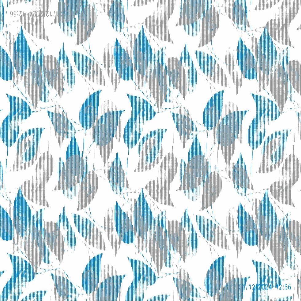 A blue and gray leaf pattern on a white background vector