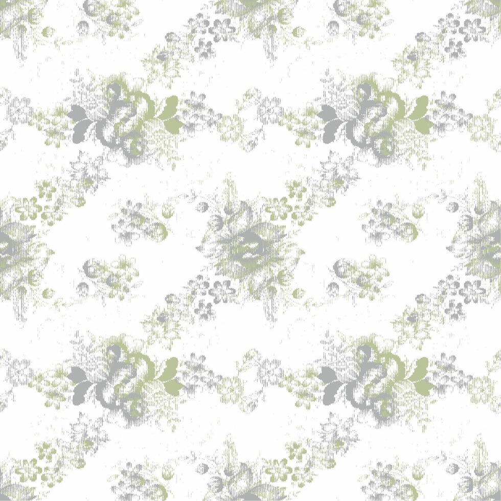 A green and white floral pattern on a white background vector