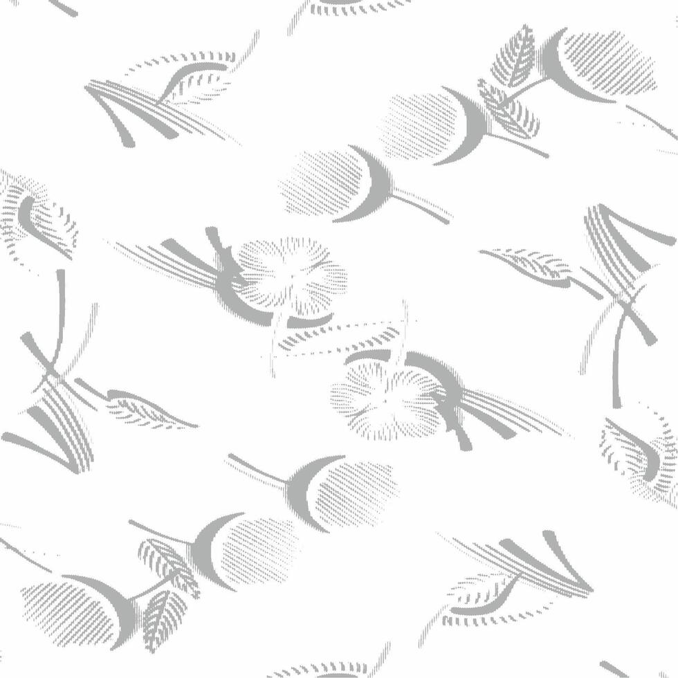 A white and gray floral pattern with leaves vector