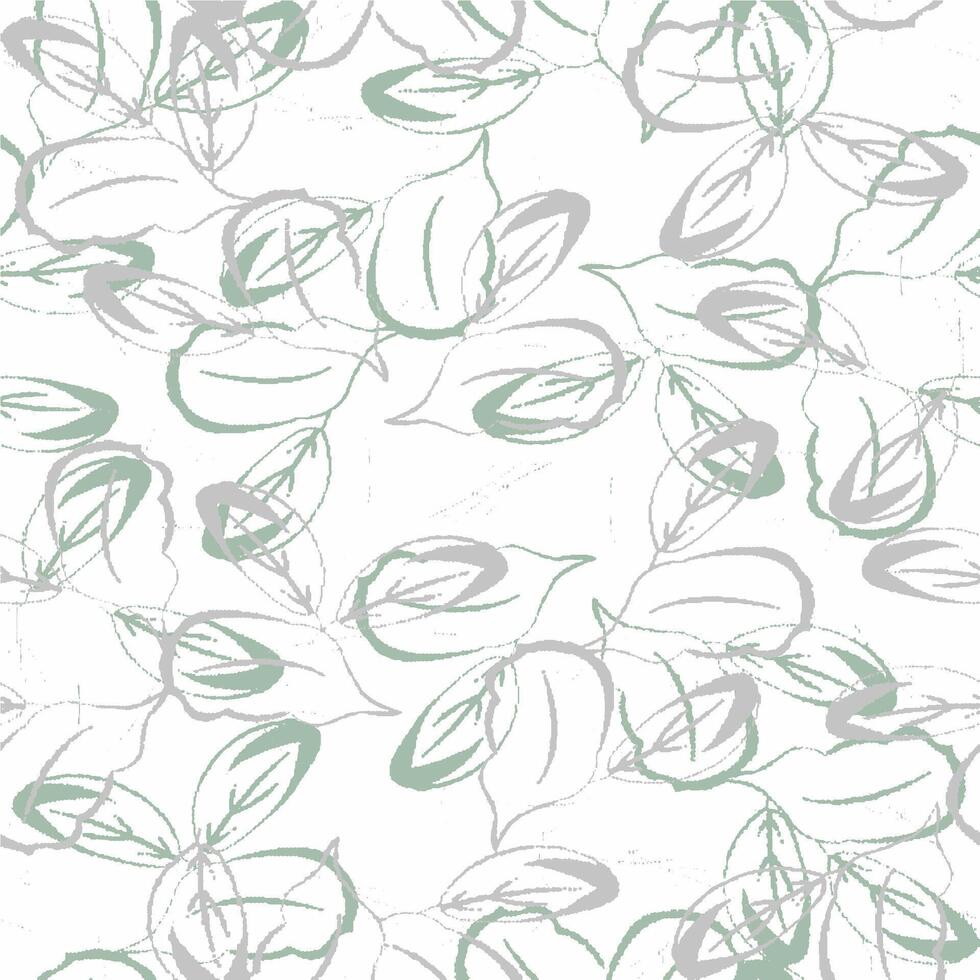 A green and white pattern with leaves vector