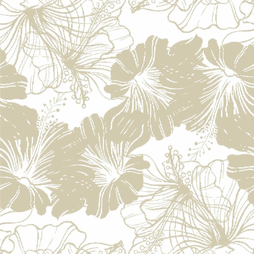 Seamless floral pattern in beige and white vector