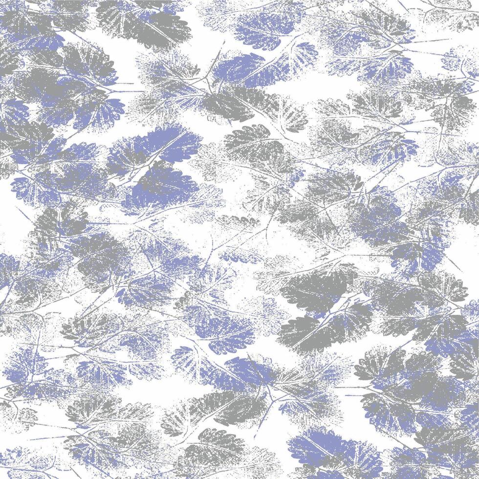 A blue and white pattern with leaves vector