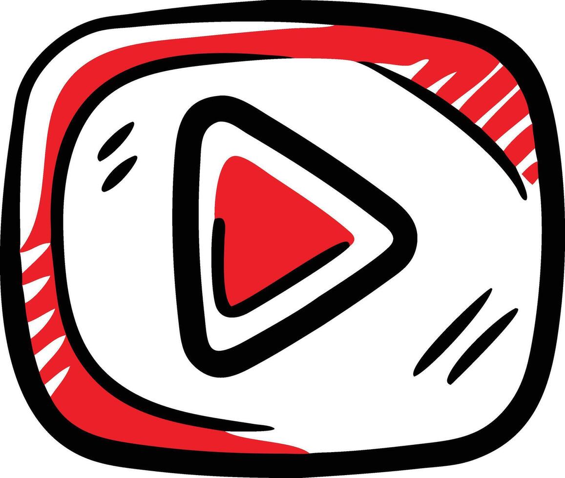 Red Play Button icon mascot logo vector