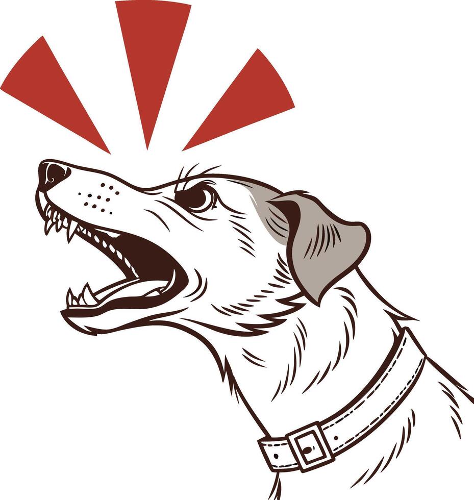 Dog's intense bark, emanating a sense of alertness and potential threat vector