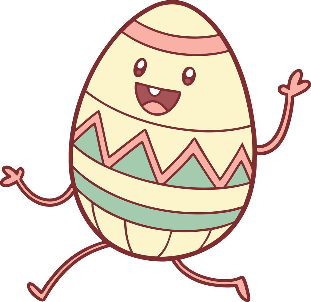 Easter egg with a colorful, zig-zag pattern and a happy expression vector