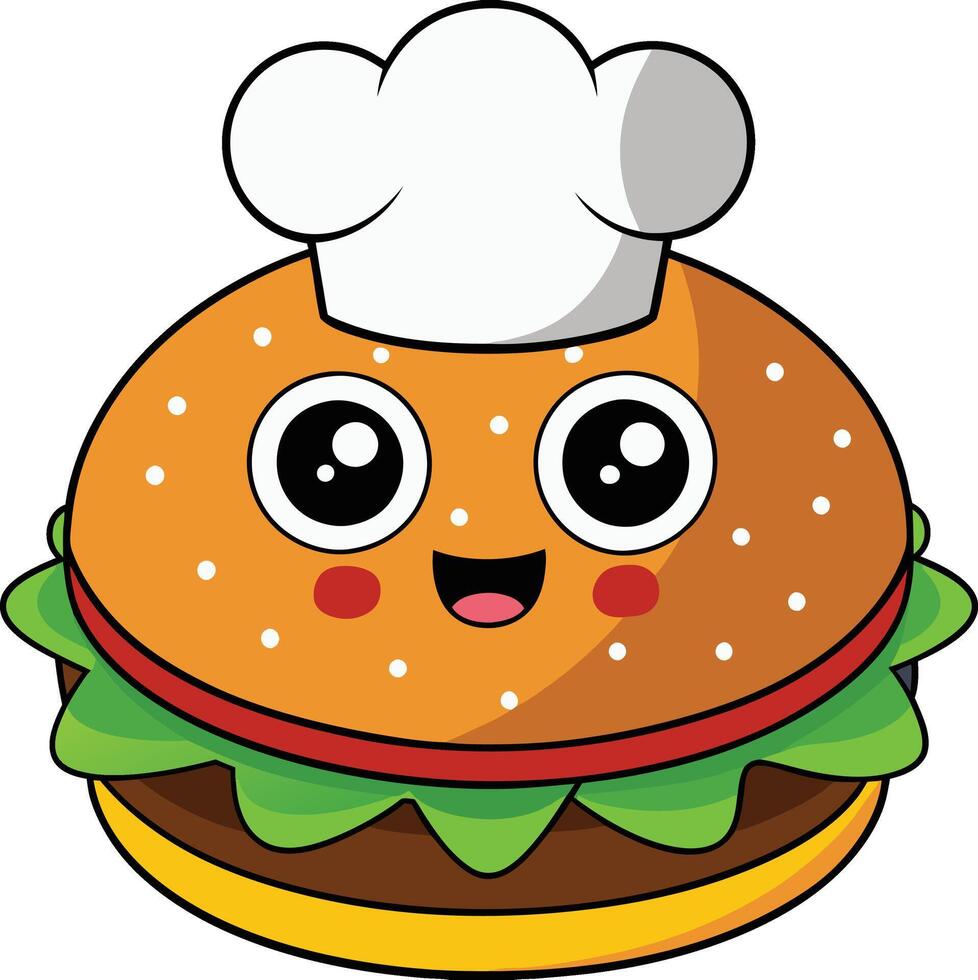 Chef Burger icon mascot logo vector