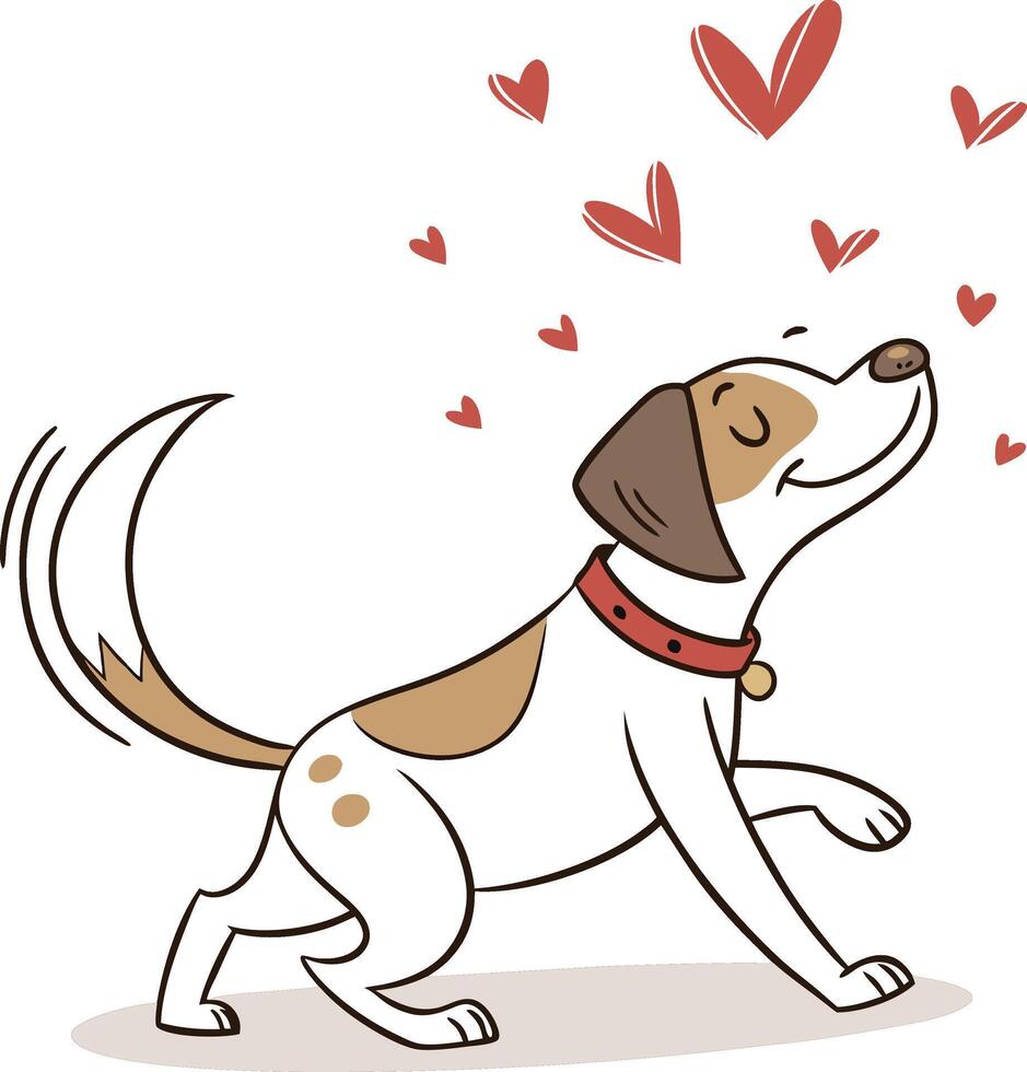 Dog, surrounded by hearts vector