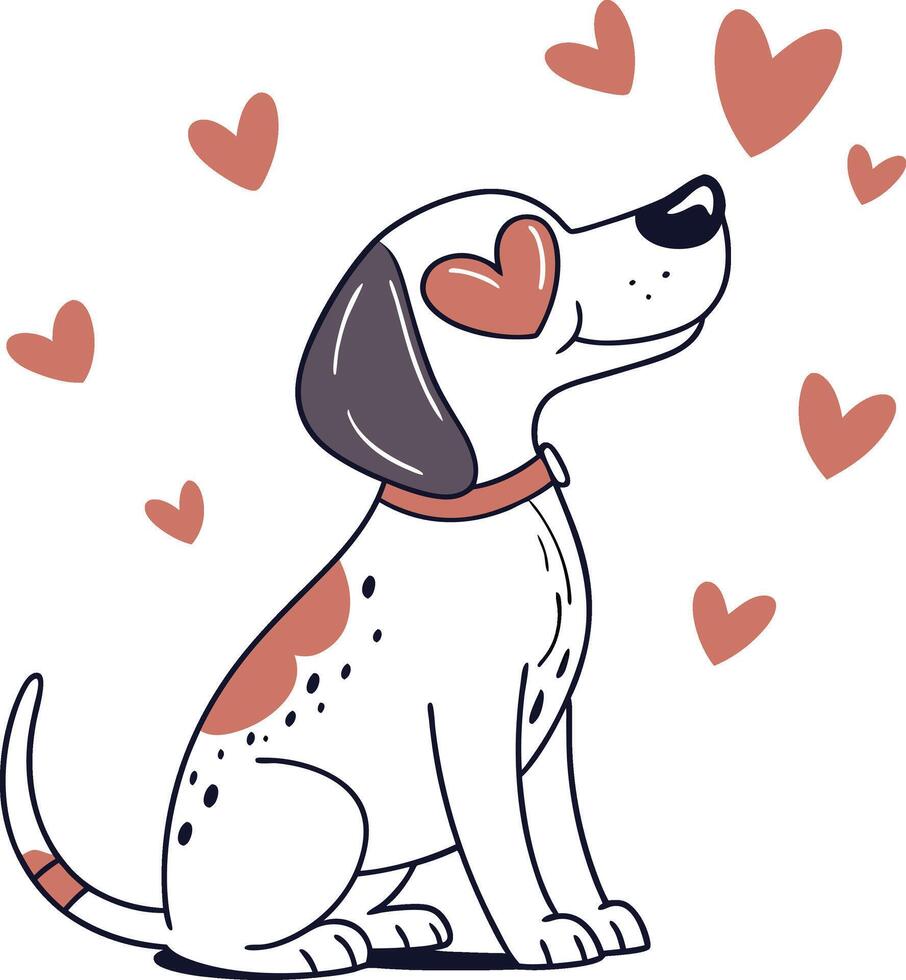 dog puppy with heart eyes vector