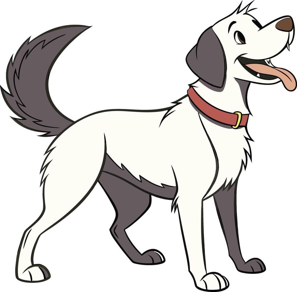 Dog in a cartoon style, with a friendly expression, wagging tail vector