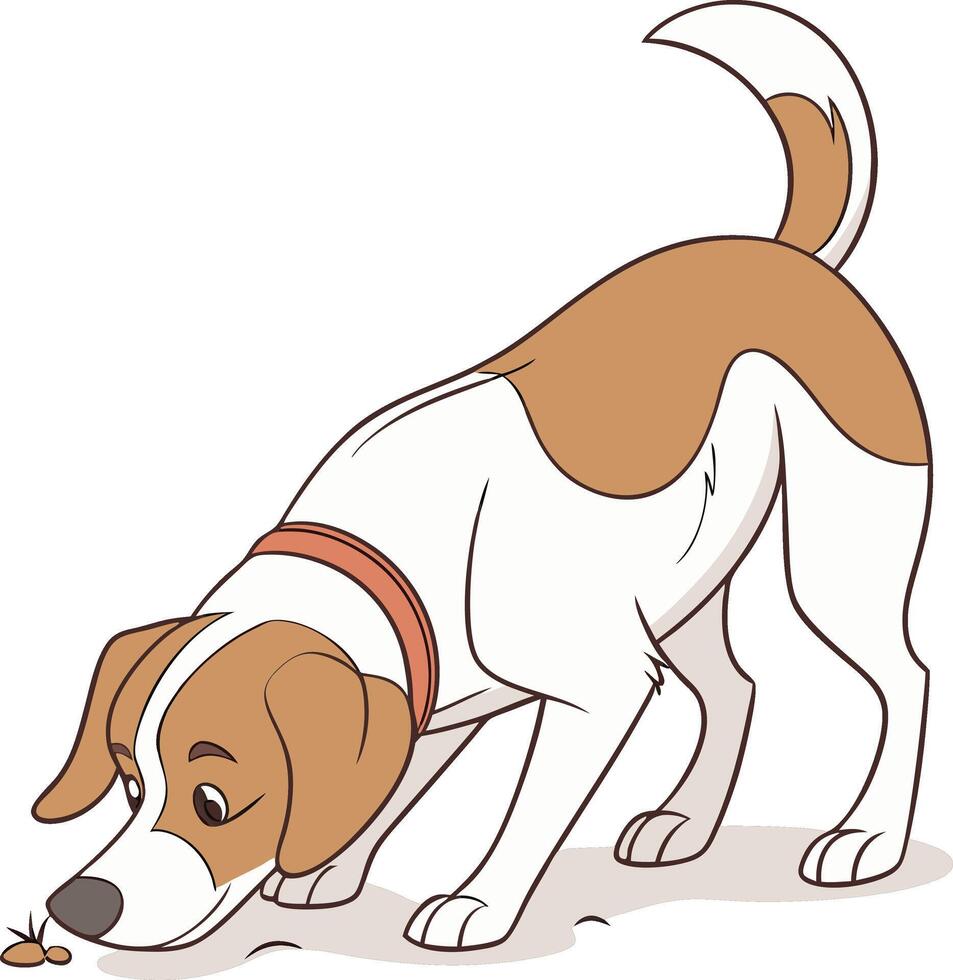 Dog with a keen nose and alert expression focuses on something interesting on the ground vector