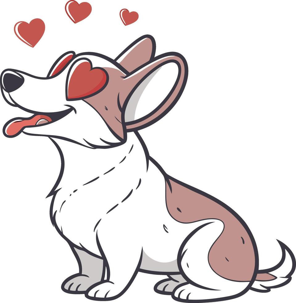 Corgi do with heart shape eyes vector