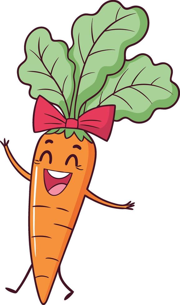 arrot with a cheerful expression, complete with a bright smile, bow, and waving arms vector