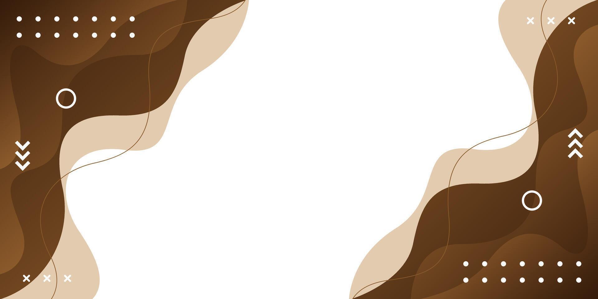 Abstract brown fluid wave background with geometric shapes. Modern dynamic wallpaper vector
