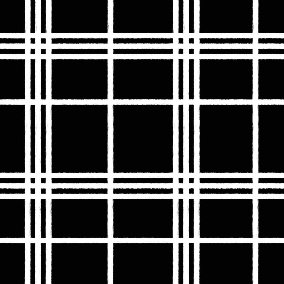 Classic Black and White Tartan Plaid Pattern . Seamless Scottish Checkered Design vector