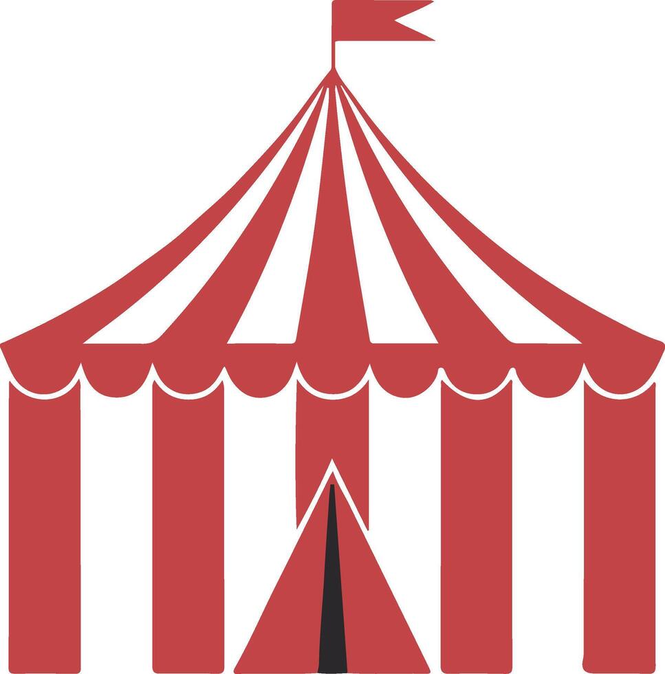 a circus tent with a red and white flag vector