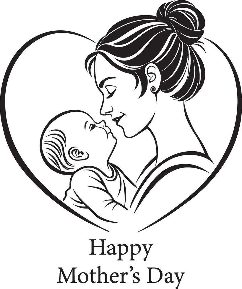 Happy Mother's Day Line Art vector