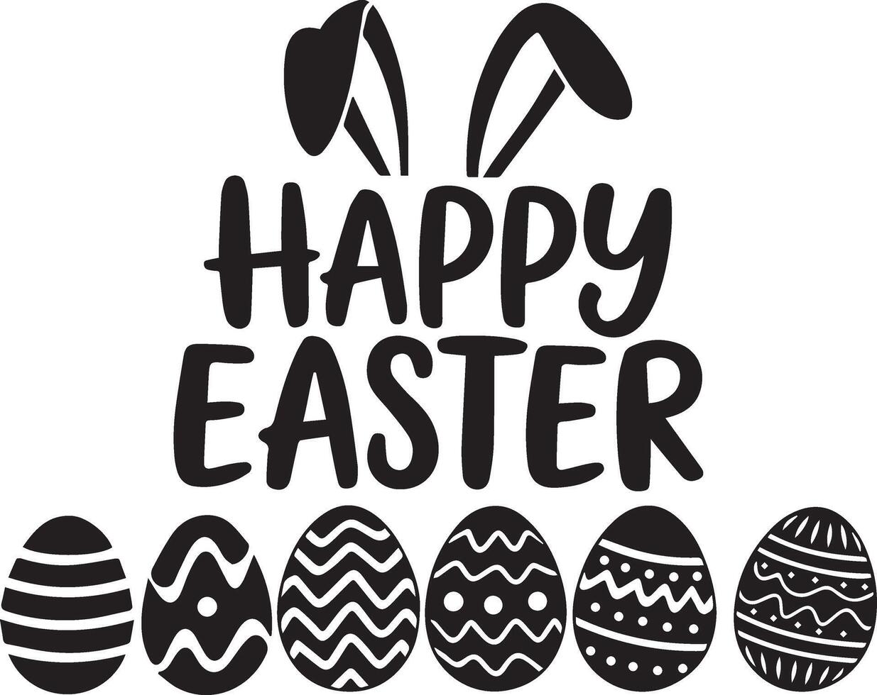 happy easter illustration with eggs vector