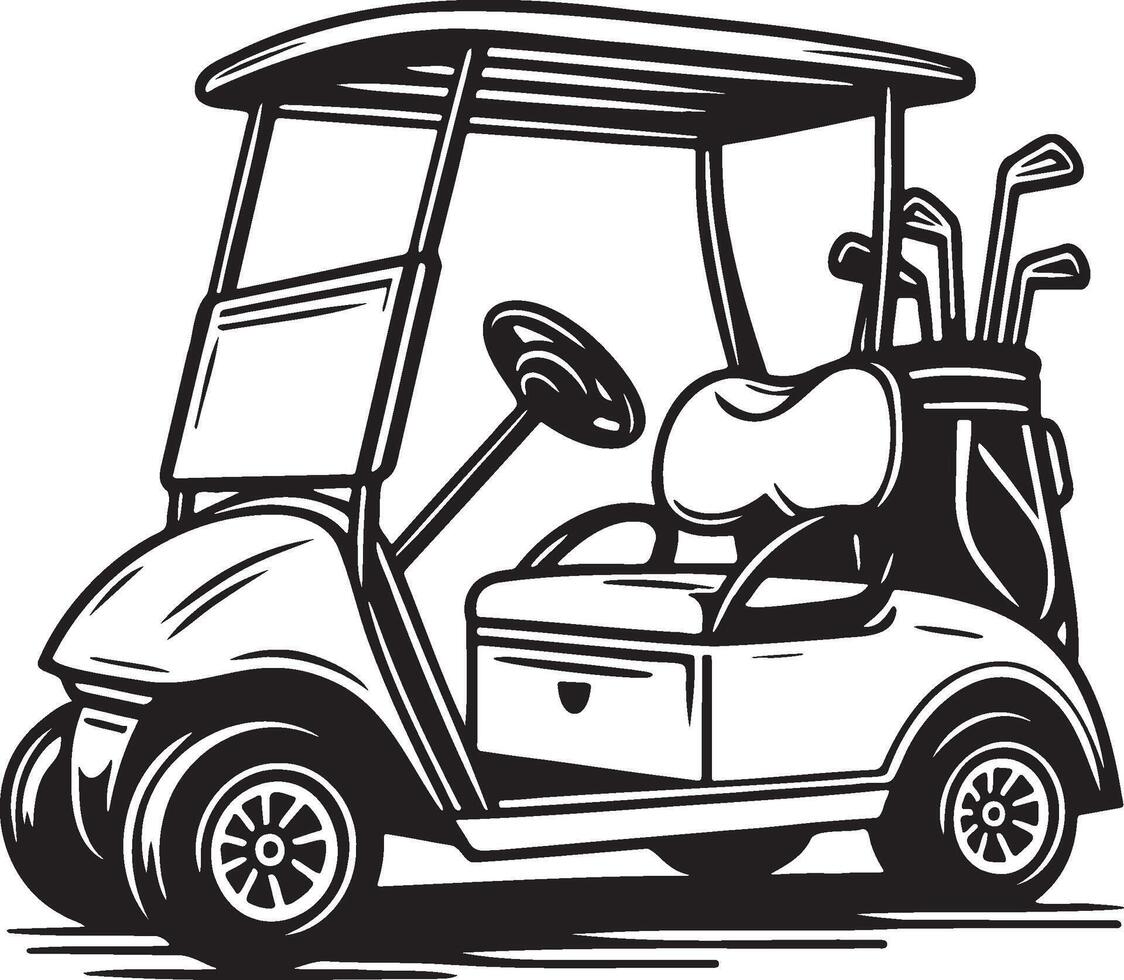 Golf Cart Sketch Illustration. vector