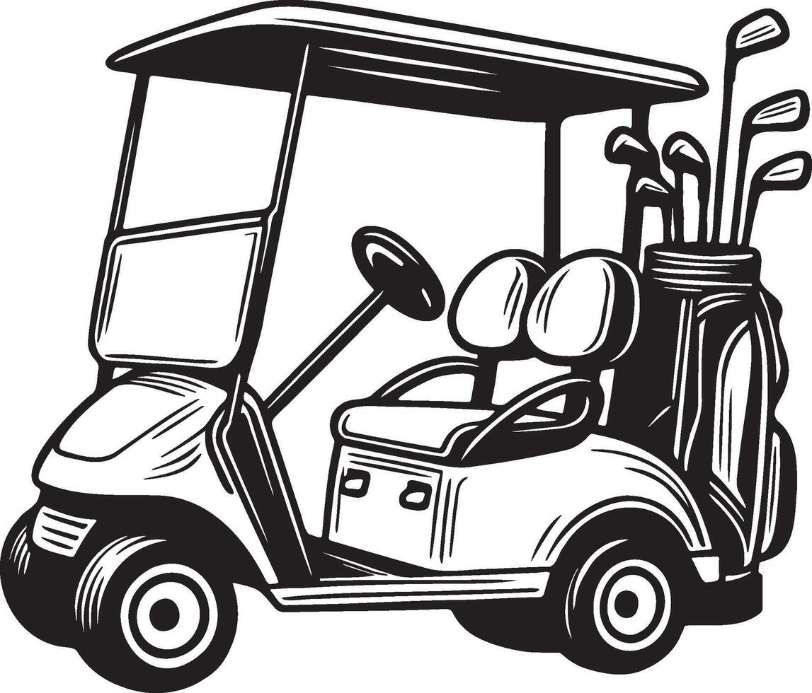 Golf Cart Sketch Drawing. vector