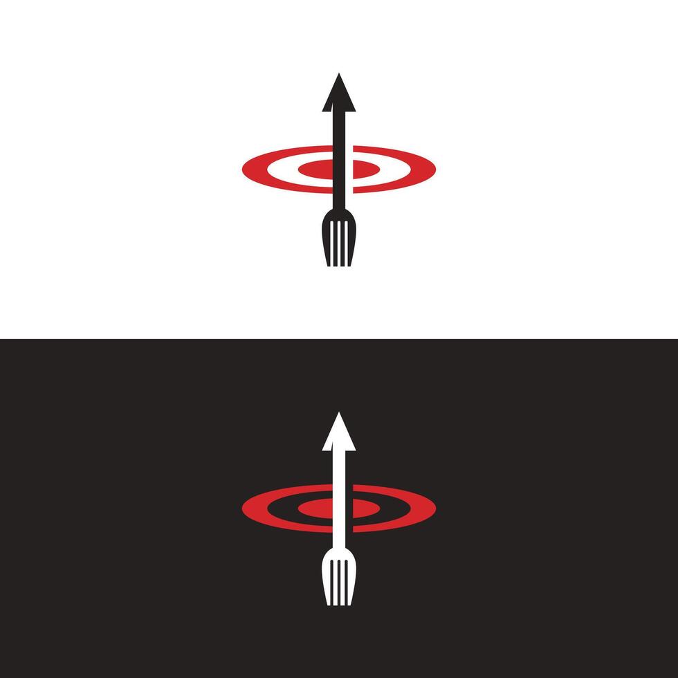 Food Target With Dartboard And Fork Logo Design Modern Concept vector