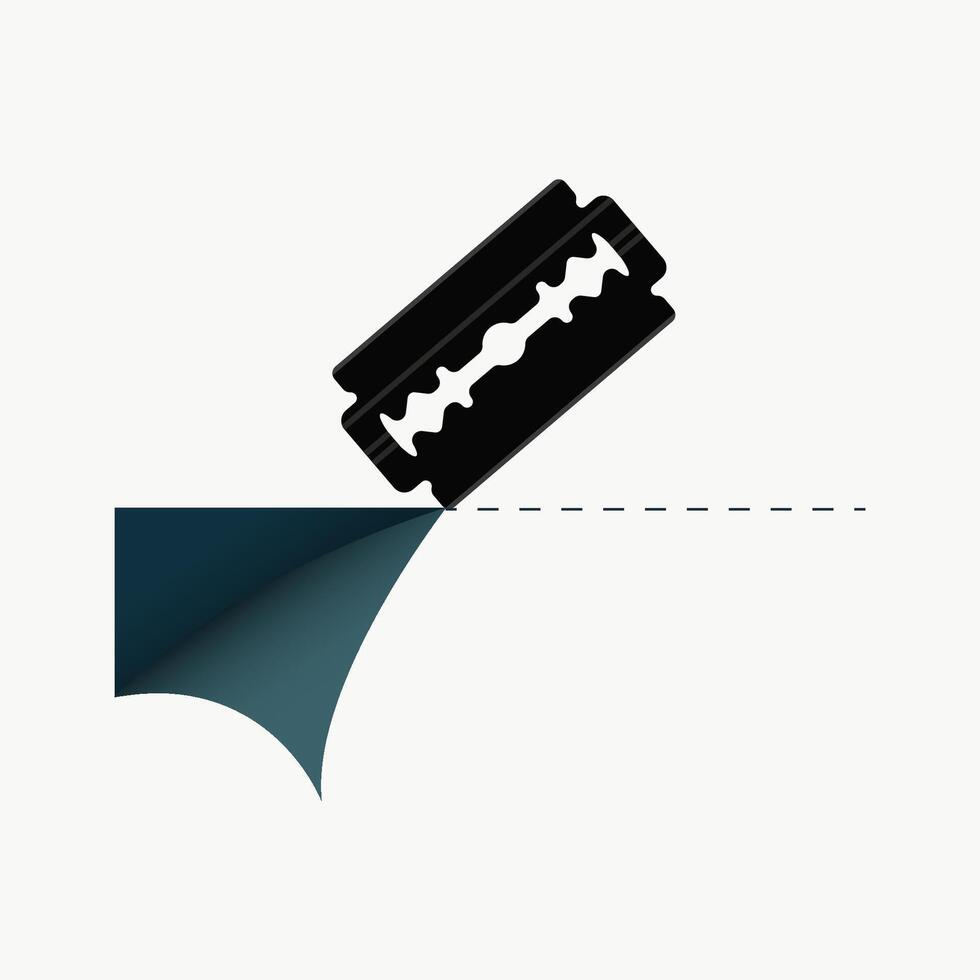 Black razor blade cutting the paper design illustration vector